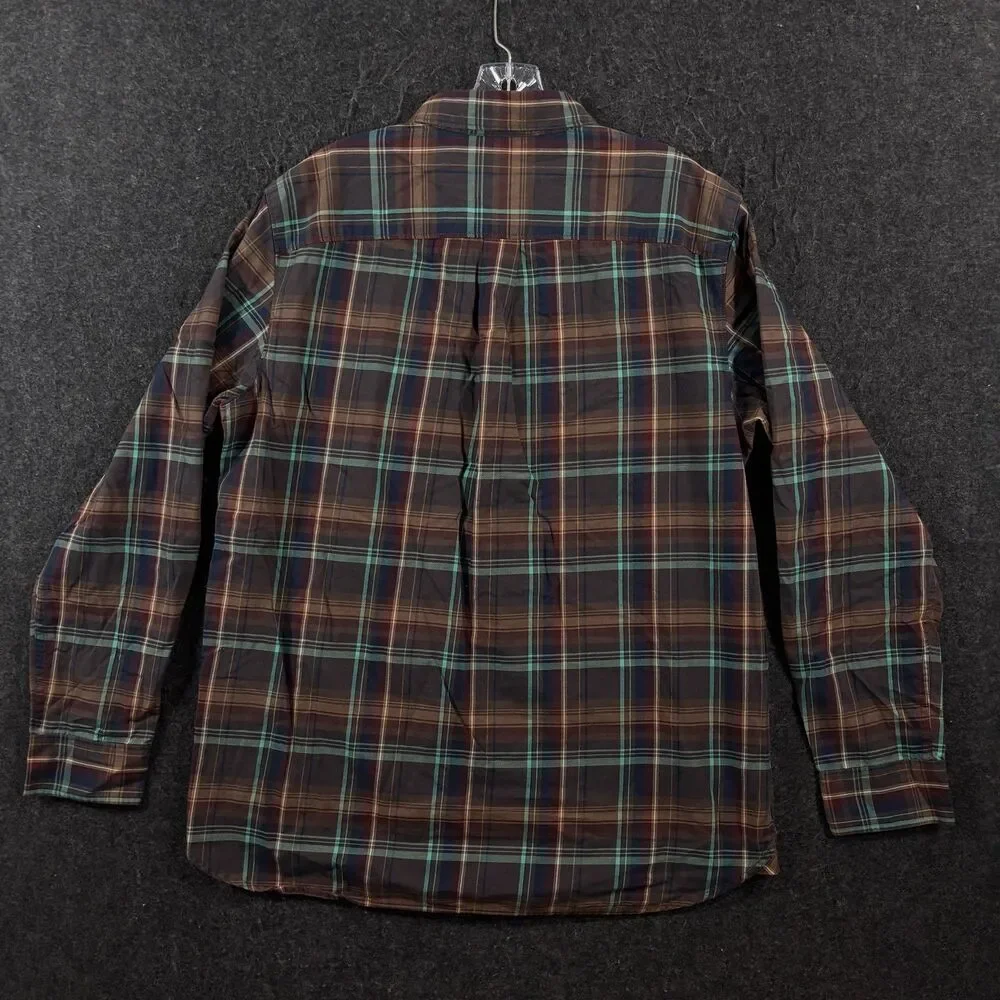 The North Face Shirt Men's Large Brown Plaid Button Up Outdoor Hiking Casual